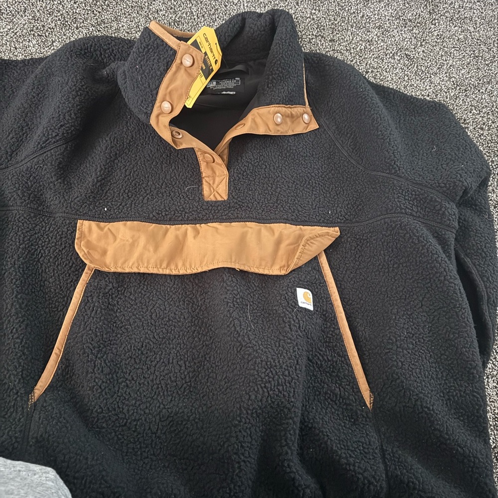 Carhartt Black and Brown Fleece Jacket